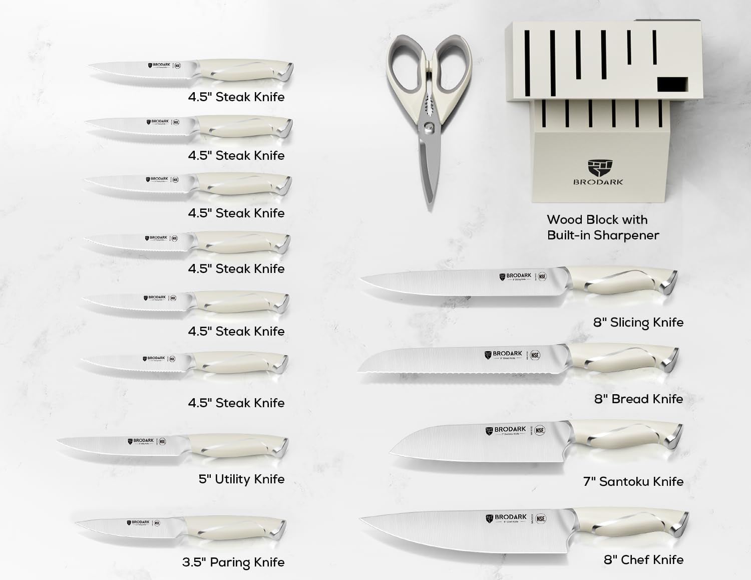 BRODARK Ivory Series 3-1-2 inch paring knife for peeling and trimming details.