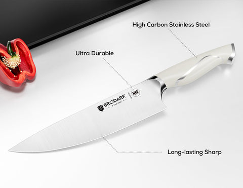 BRODARK Ivory Series 8-inch slicing knife ideal for meats and roasts.