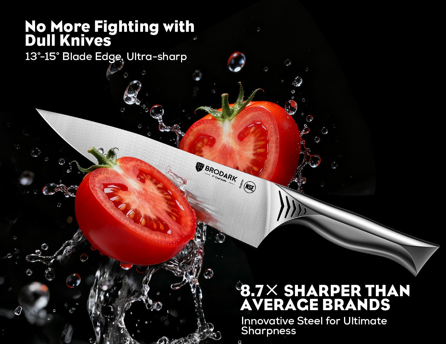 BRODARK Shark Series blade edge close up on high carbon steel.
