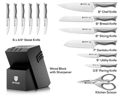 BRODARK Shark Series kitchen scissors included for versatile prep.