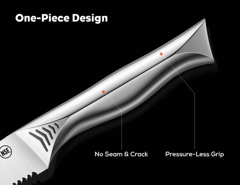 BRODARK serrated edge in action slicing bread and meat smoothly.