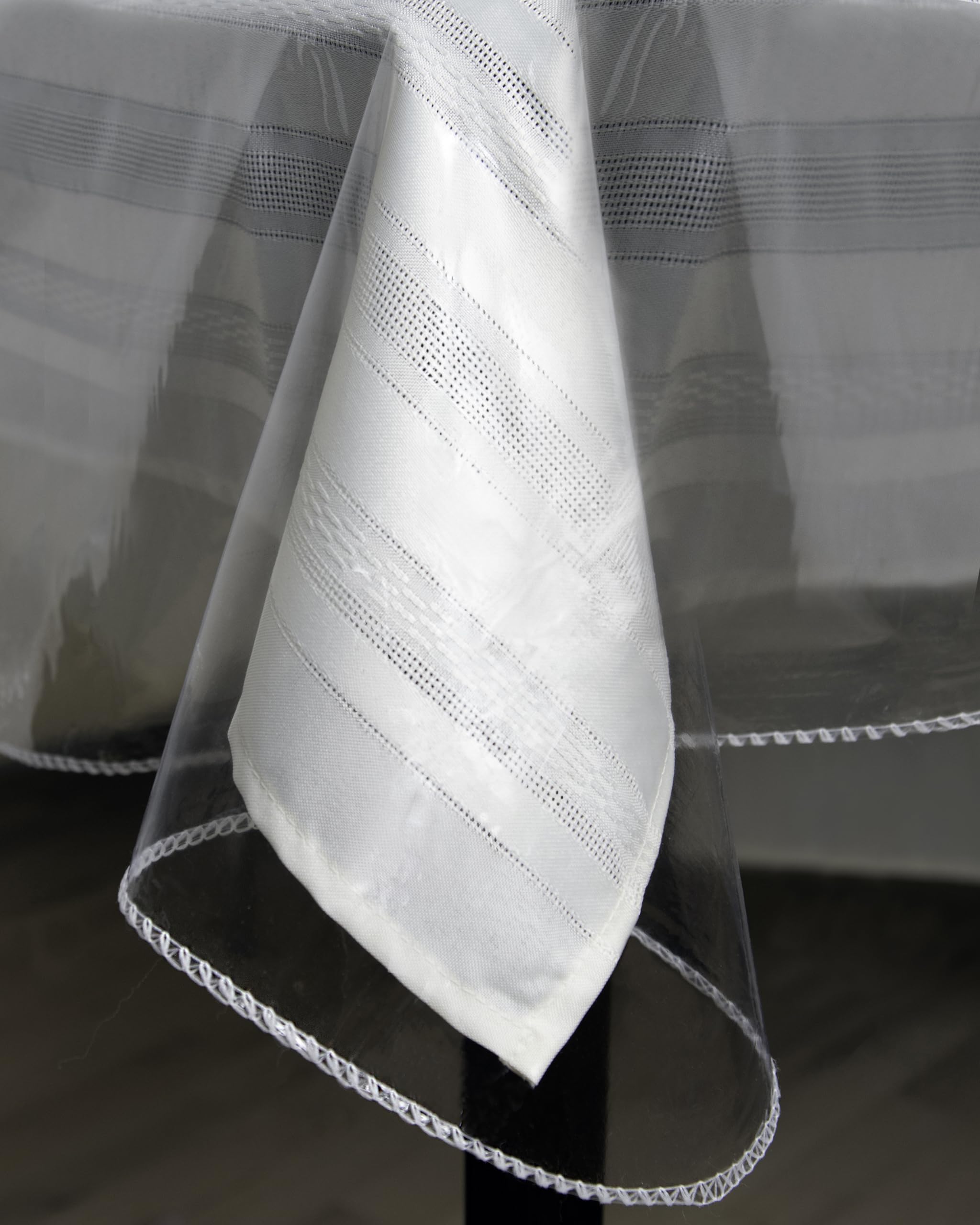 BRODER MFG. INC. Tablecloth Protector Crystal Clear Top for elegant dining and easy cleanup
