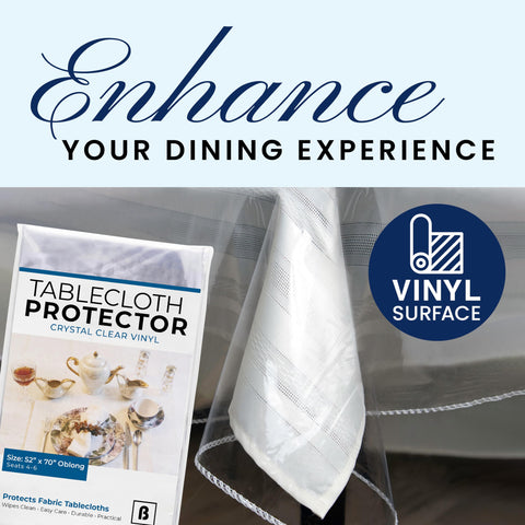 BRODER MFG INC thick edge-hemmed protector on a dining table adds durable protection
