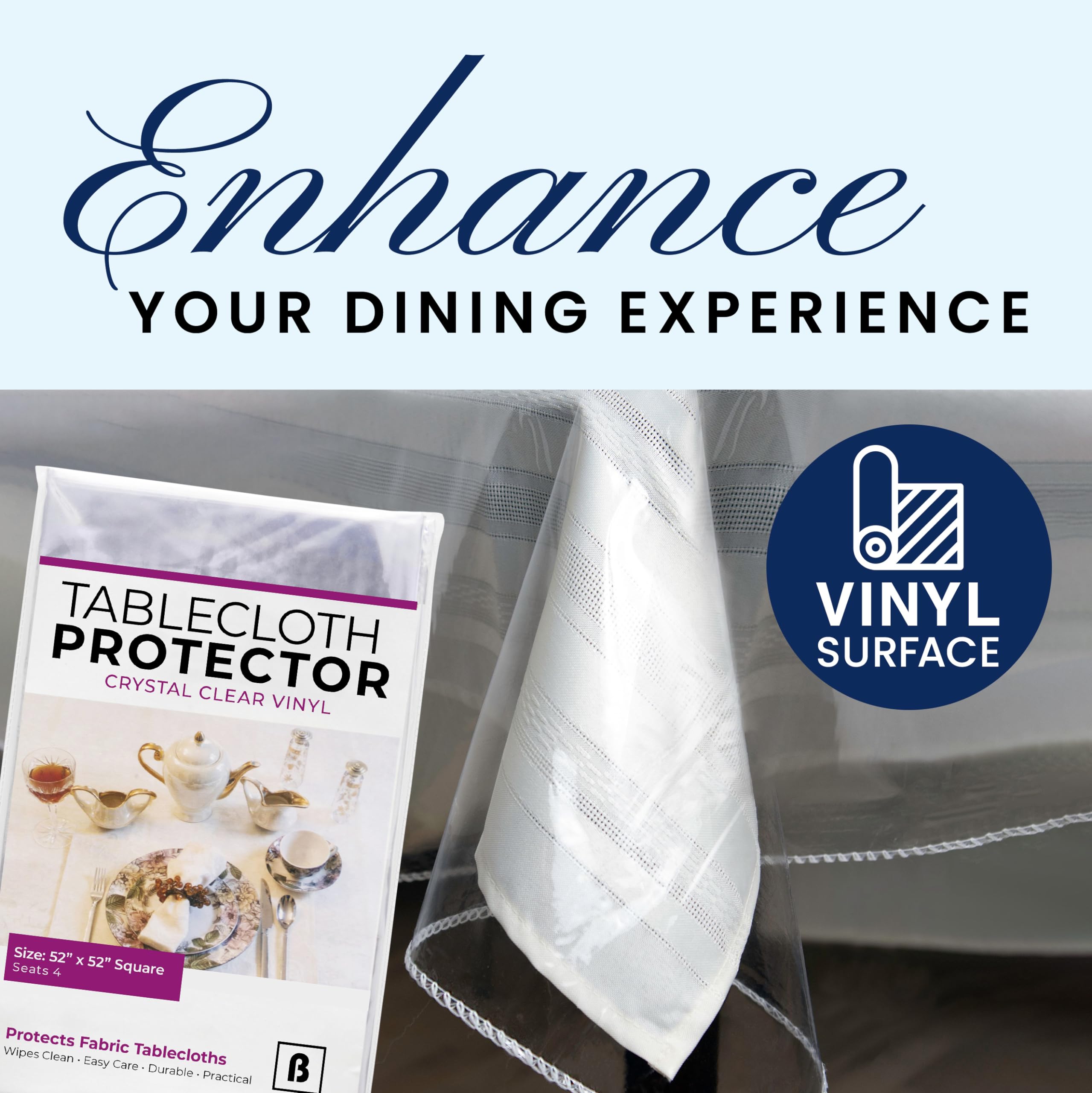 BRODER MFG. INC. thick, durable plastic shield over table with hemmed edge for longevity