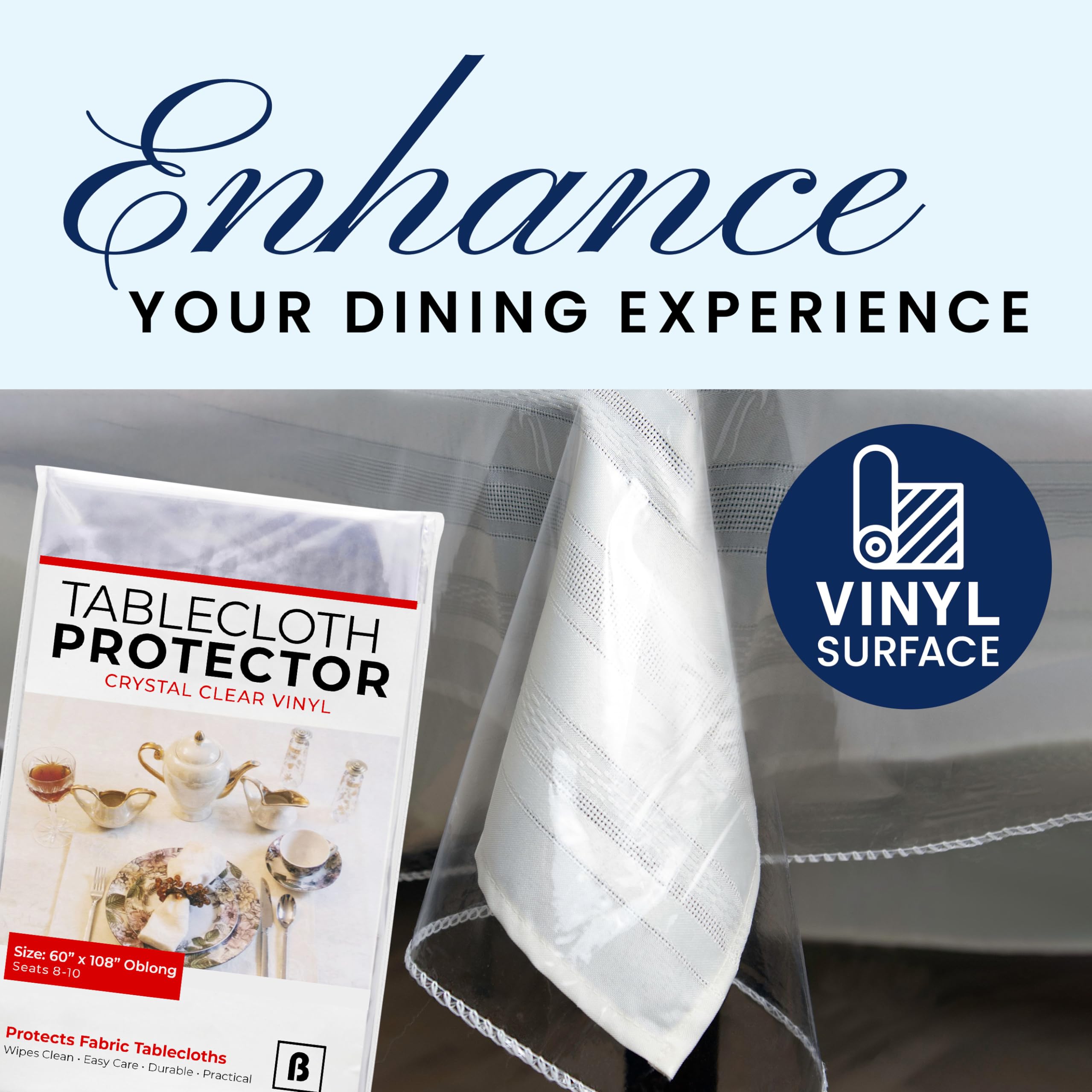 BRODER MFG INC thick durable vinyl protector with finished edge on a table.