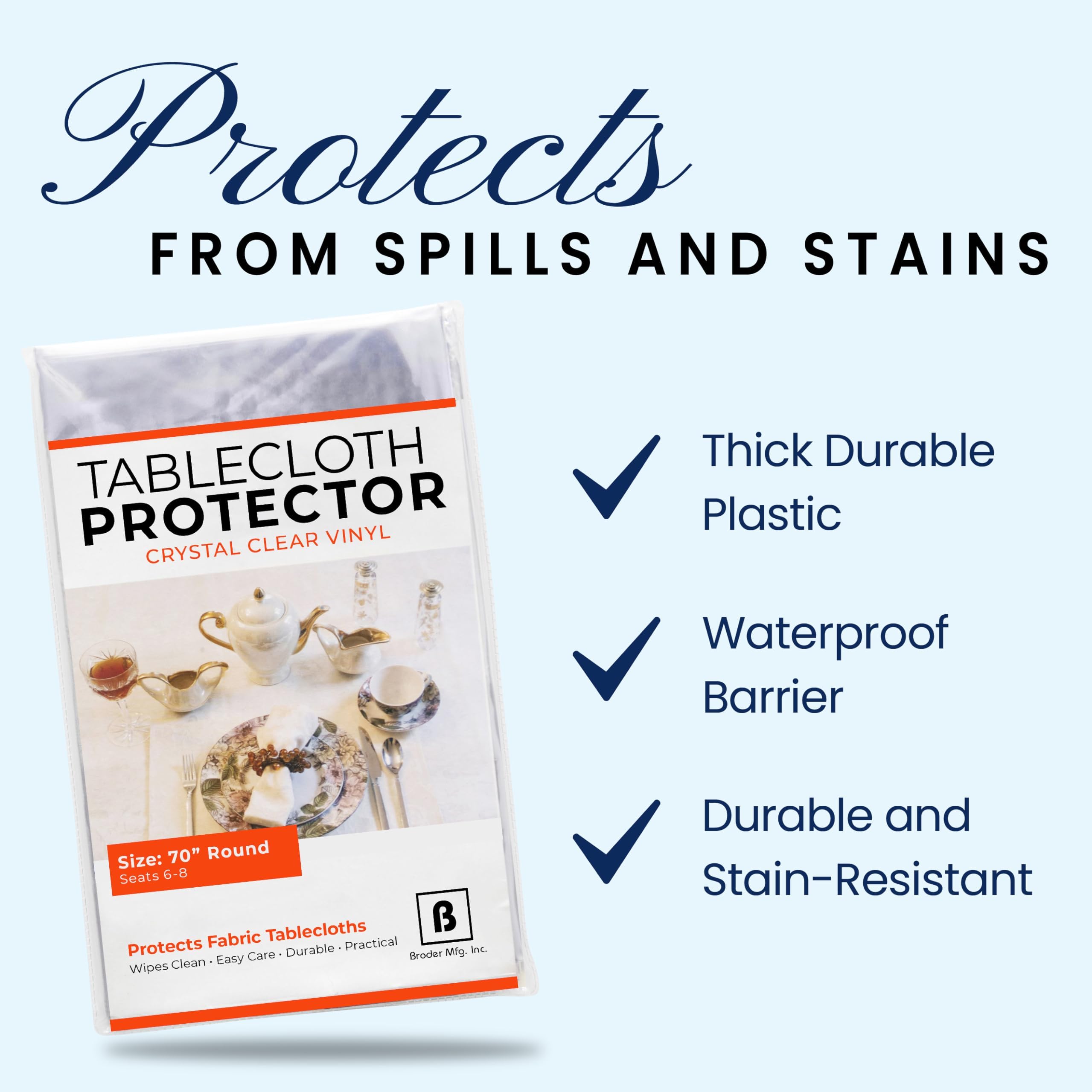 BRODER MFG protector suitable for indoor and outdoor dining and events