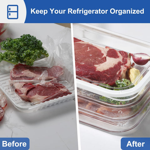 Bronkeeper space-saving fridge organizer stacks neatly to declutter shelves.