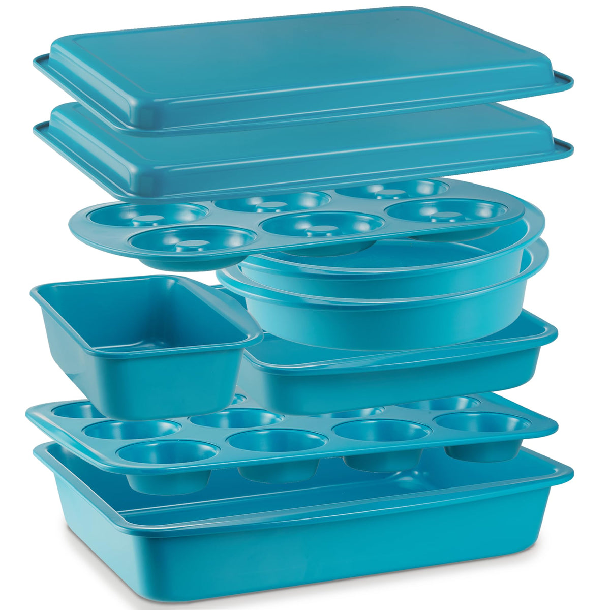 BRONYPRO ceramic baking pans set for clutter-free kitchen organization and versatile baking.