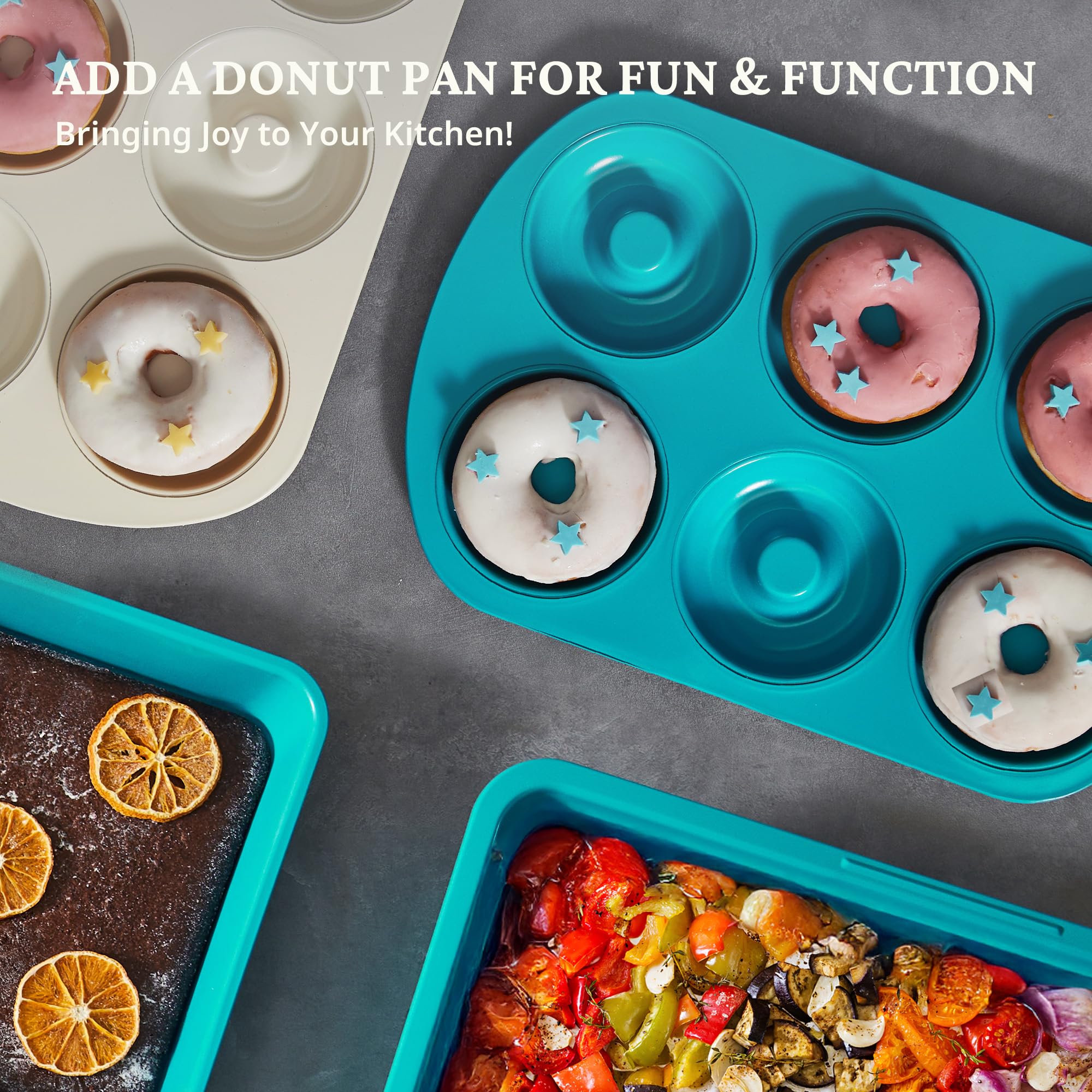 BRONYPRO ergonomic handles provide secure one-handed handling during prep and baking.