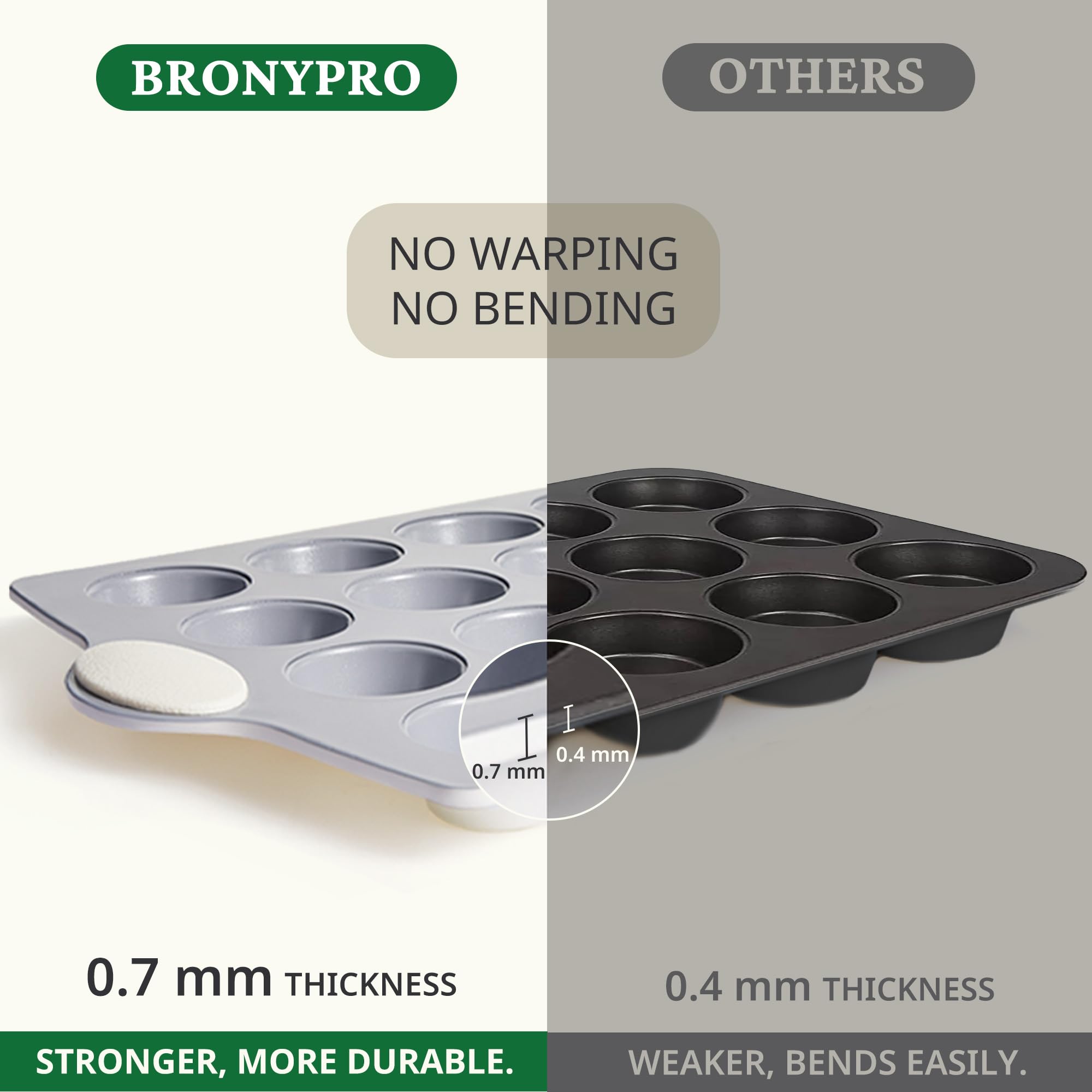 BronyPro oven-safe and dishwasher-safe bakeware for convenient kitchen routines.