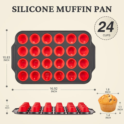 Bronypro silicone mini muffin pan 24 cups for batch baking.