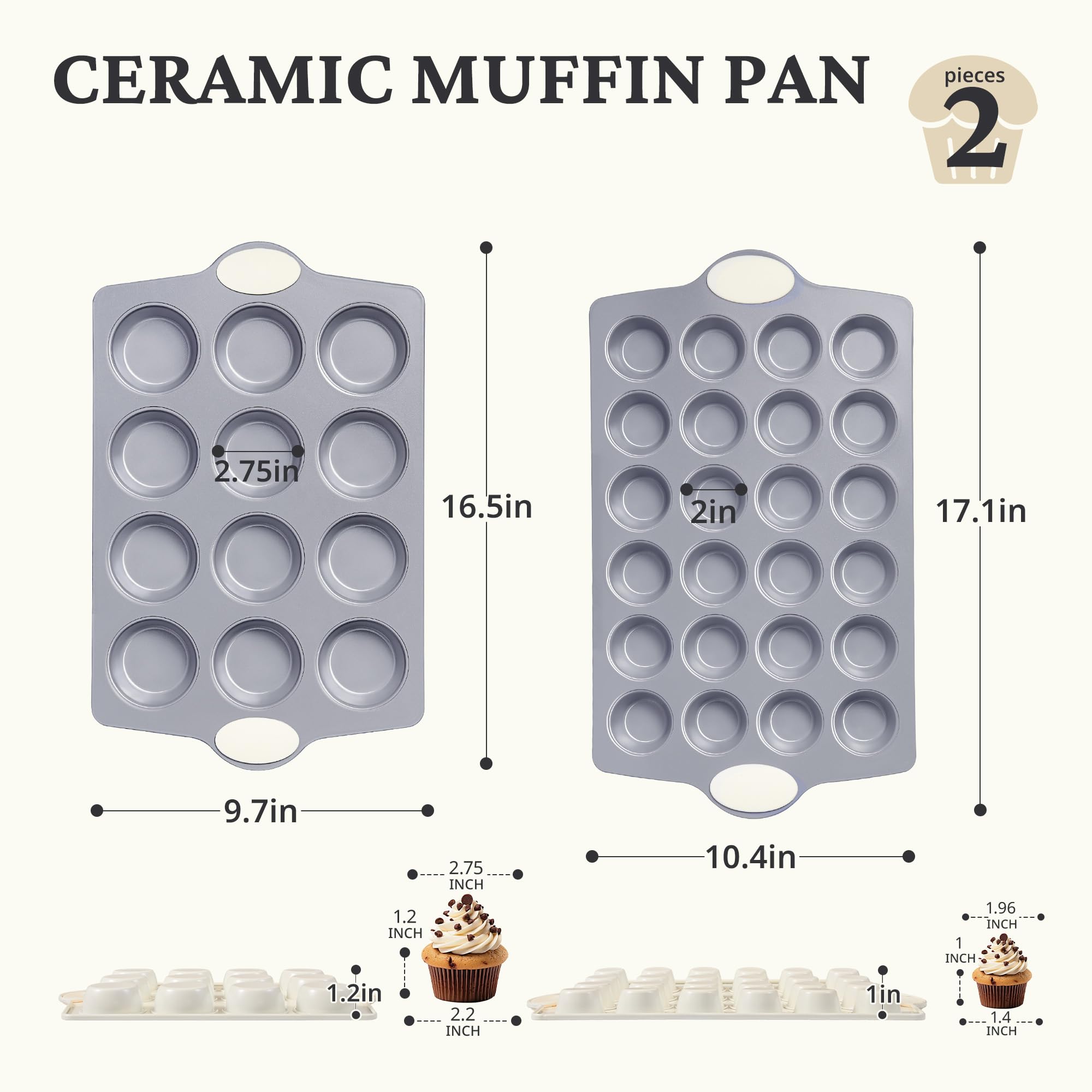 BronyPro versatile muffin pan for muffins, cupcakes, mini cakes and savory bites.