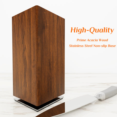 Brosisincorp knife block offers easy access to blades from any angle
