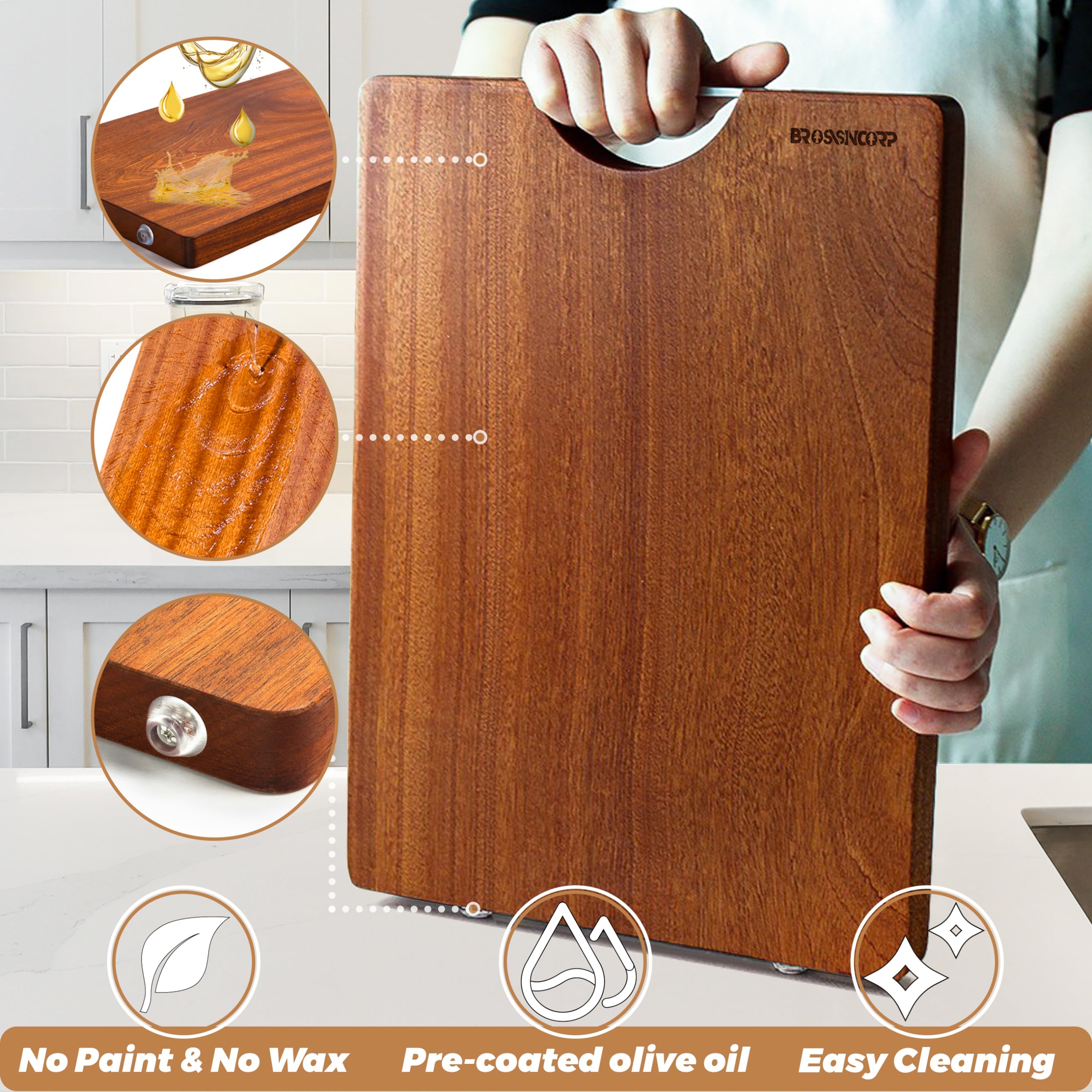 Brosisincorp heavy duty kitchen board with flat surface for clean cuts