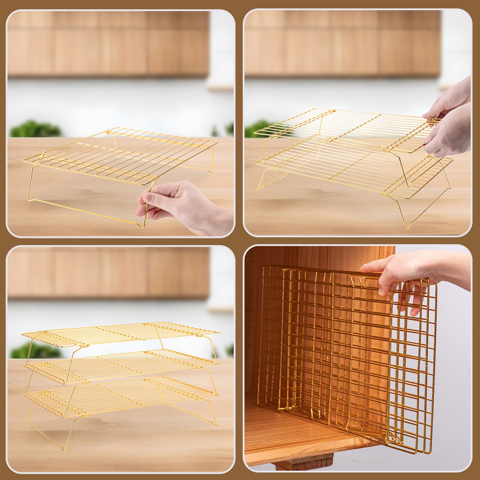 BRIOUT gold baking cooling rack fits half sheet pans for versatile tasks.
