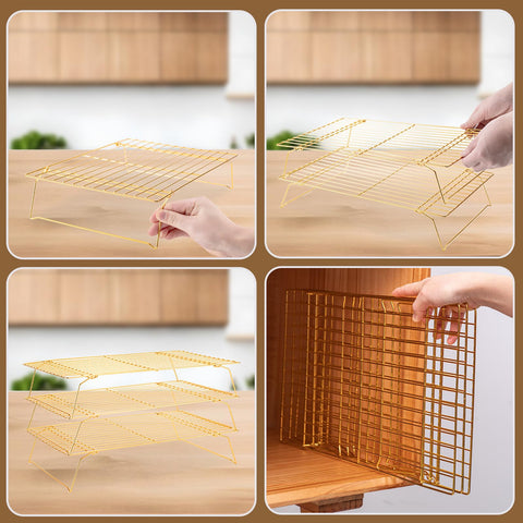 BRIOUT gold baking cooling rack fits half sheet pans for versatile tasks.