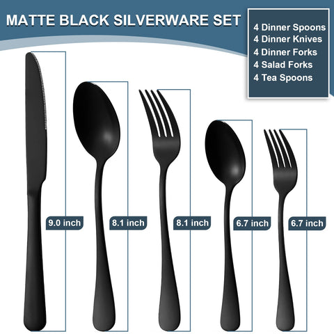BRIOUT matte black dinner forks with sturdy steel and smooth edges.