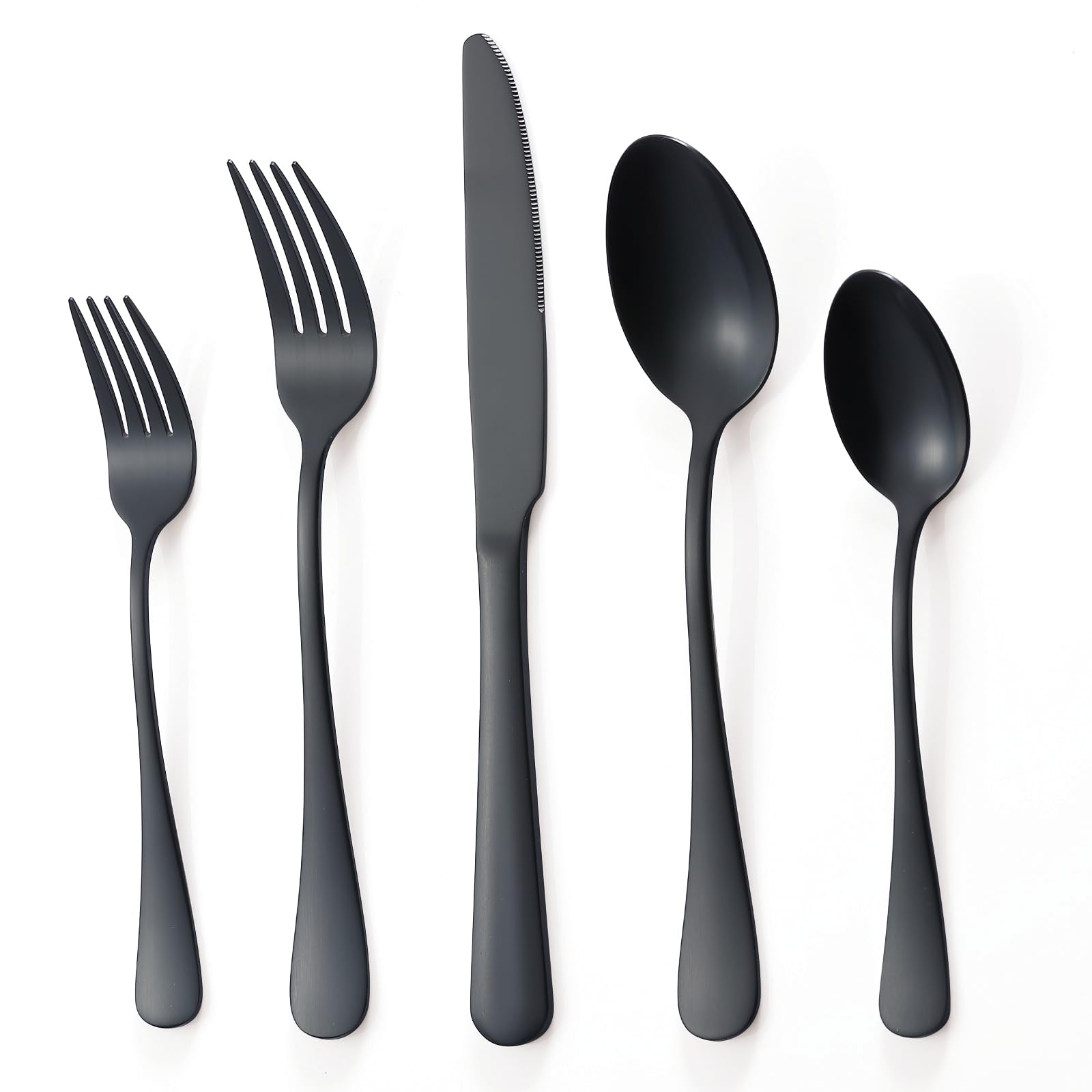 BRIOUT matte black dinner knives with balanced weight for comfortable dining.