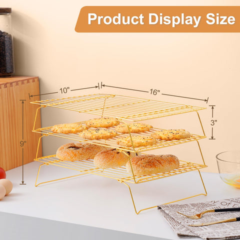 BRIOUT stackable 16x10 cooling rack supports multiple trays for cookies and pies.