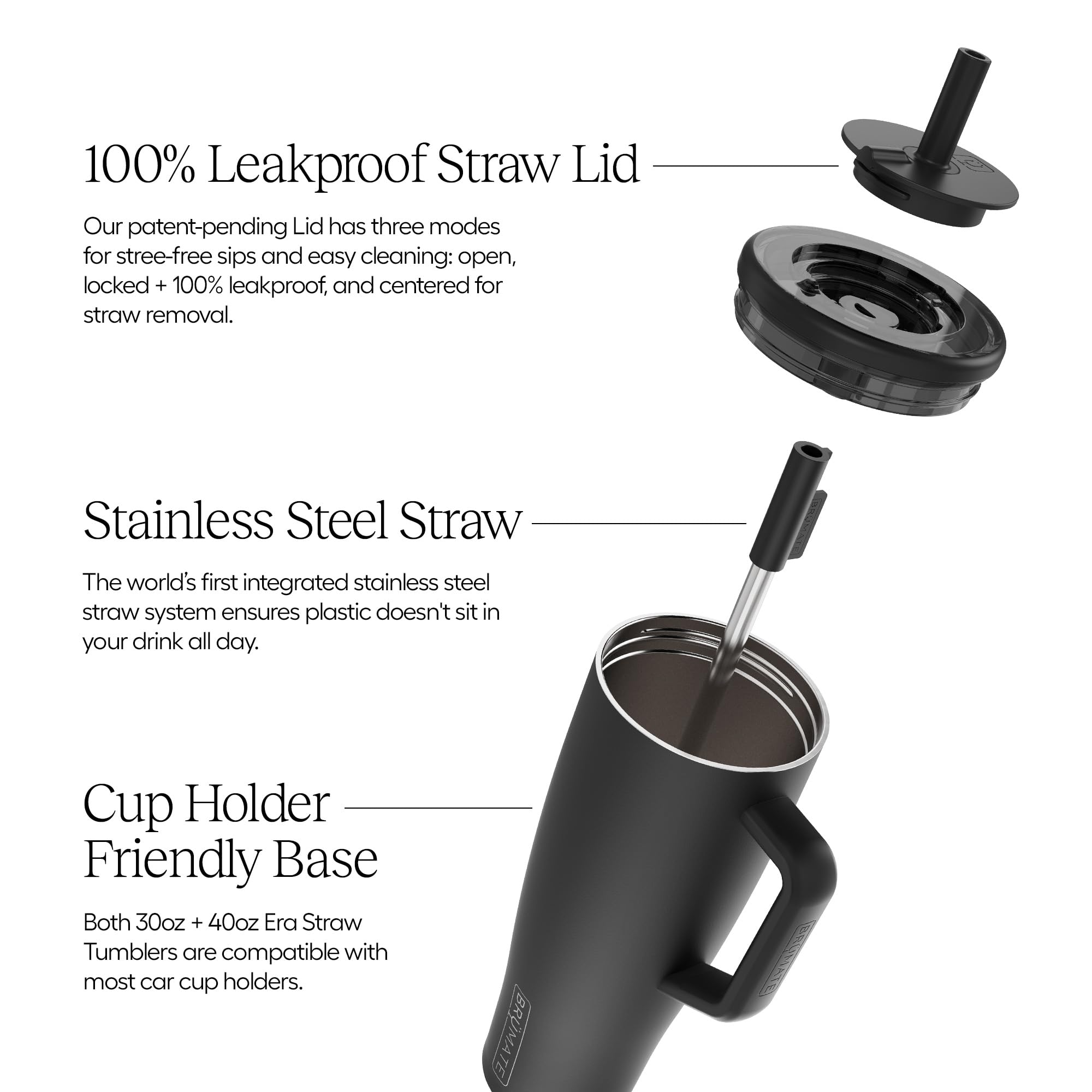 BrüMate Era 30 oz tumbler straw feature ensures smooth sipping and reduced plastic contact
