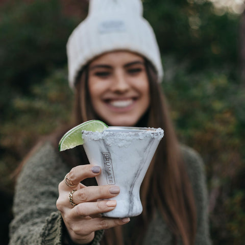 BrüMate MargTini 10oz tumbler features a splash-proof lid for easy stirring without spills.