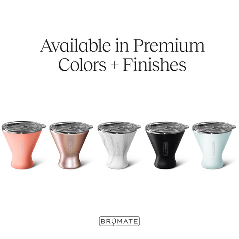 BrüMate MargTini vacuum-insulated 10oz tumbler with condensation-free exterior for comfortable grip.