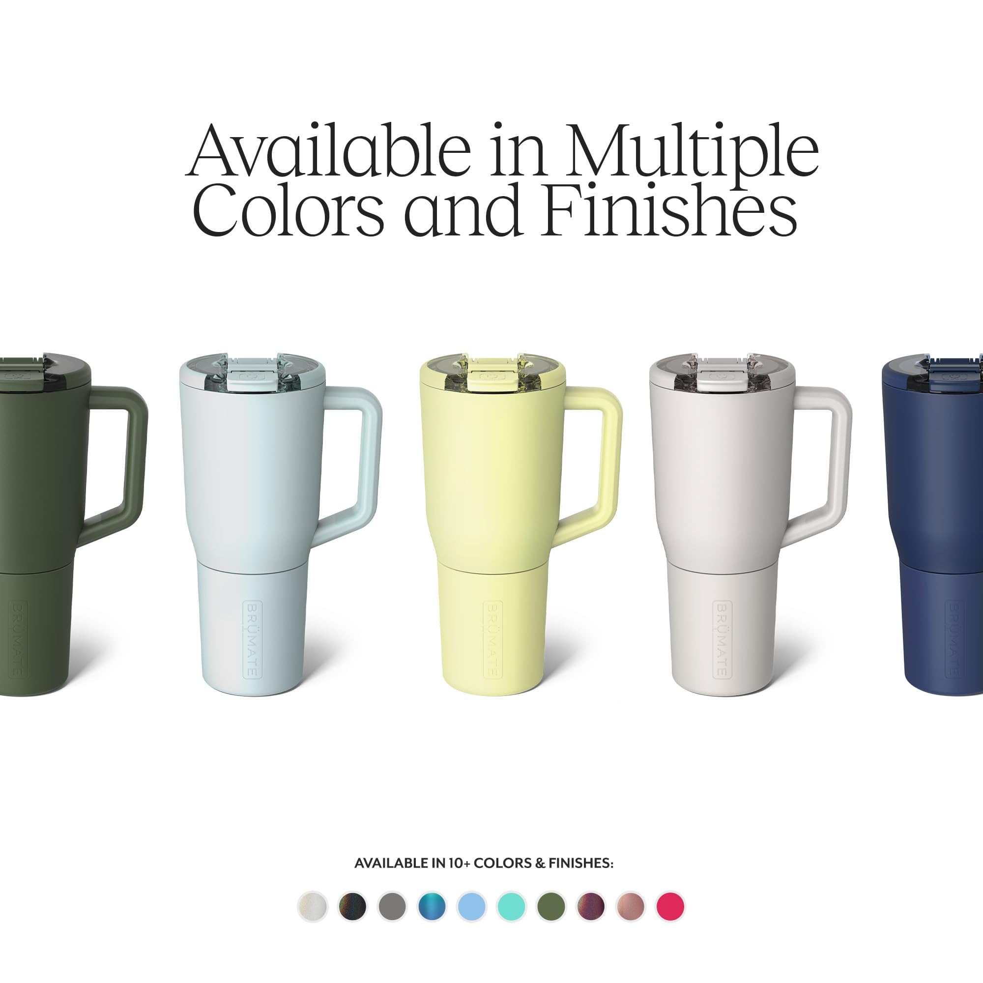BrüMate Müv 35oz Nightfall Blue handle enhances comfortable travel sipping.