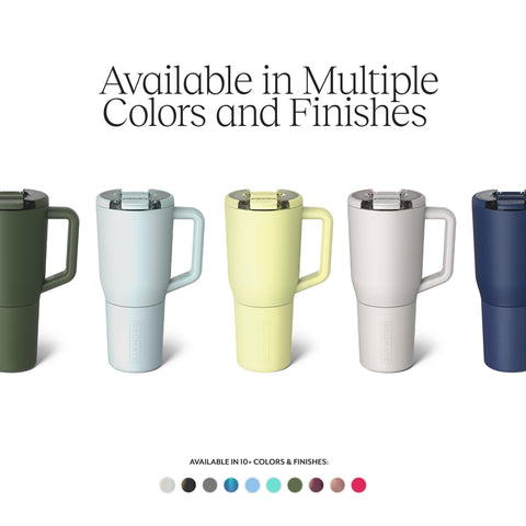 BrüMate Müv 35oz Nightfall Blue handle enhances comfortable travel sipping.