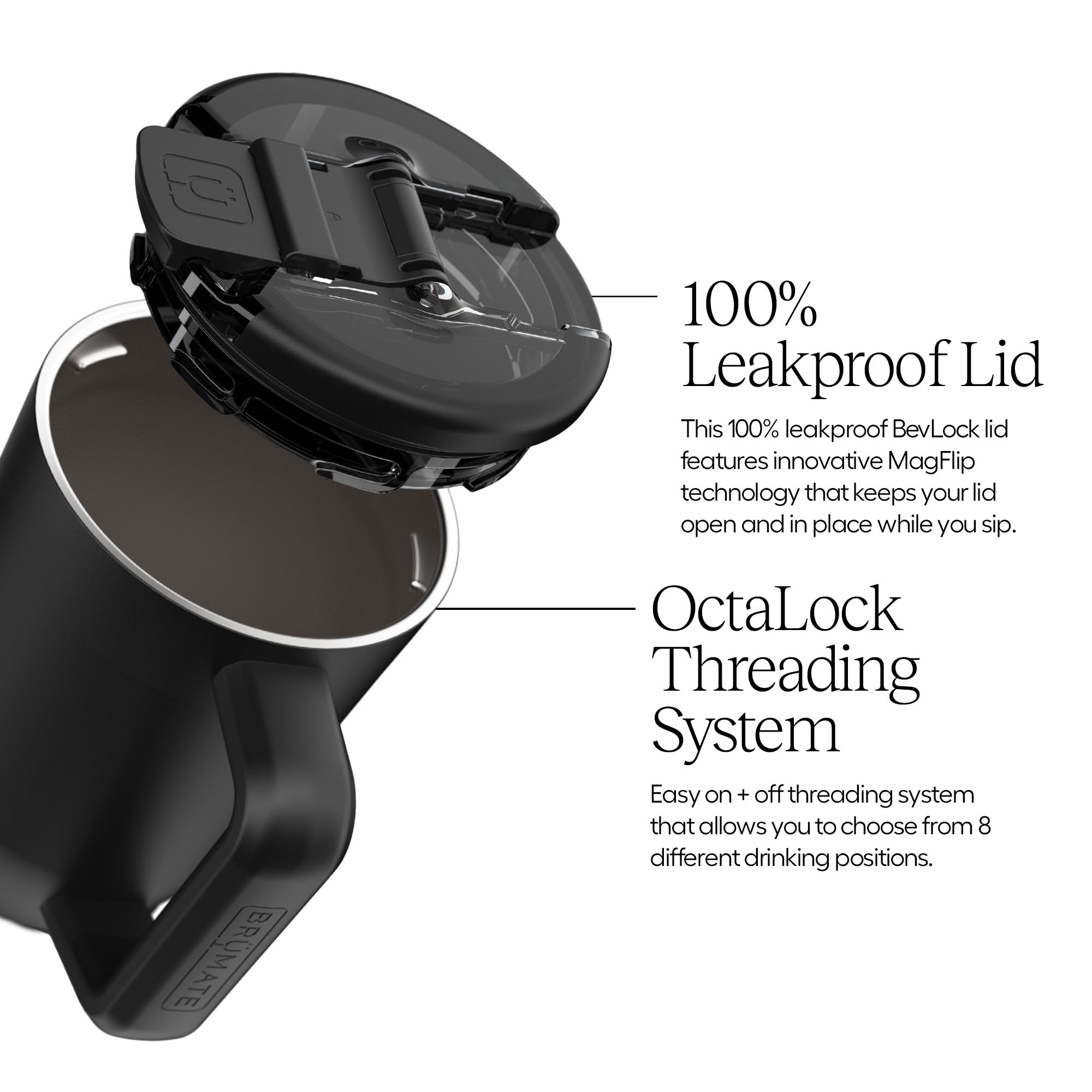 BrüMate Müv 15oz comfort-grip handle provides secure one-handed carry.
