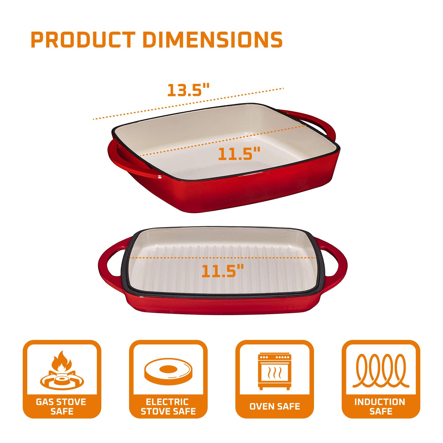 Bruntmor enameled cast iron cookware lid prevents sticking and preserves flavors.