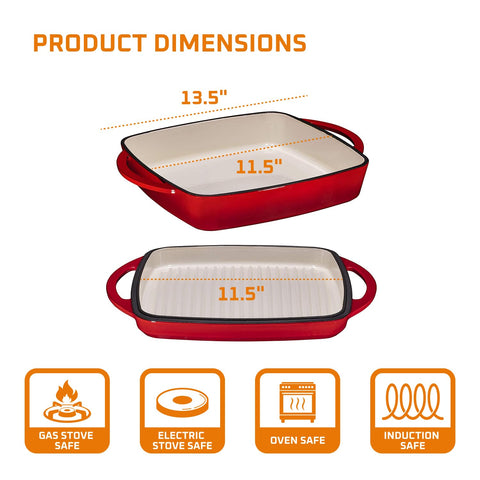 Bruntmor enameled cast iron cookware lid prevents sticking and preserves flavors.