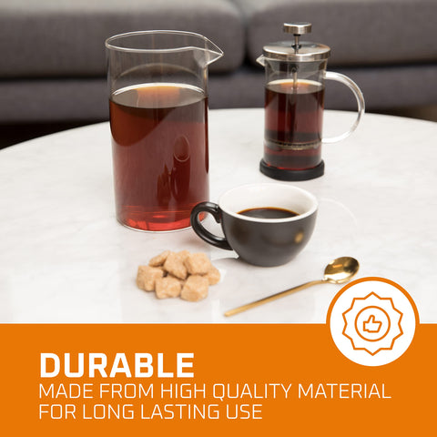 Bruntmor fire-hardened borosilicate glass carafe withstands heat