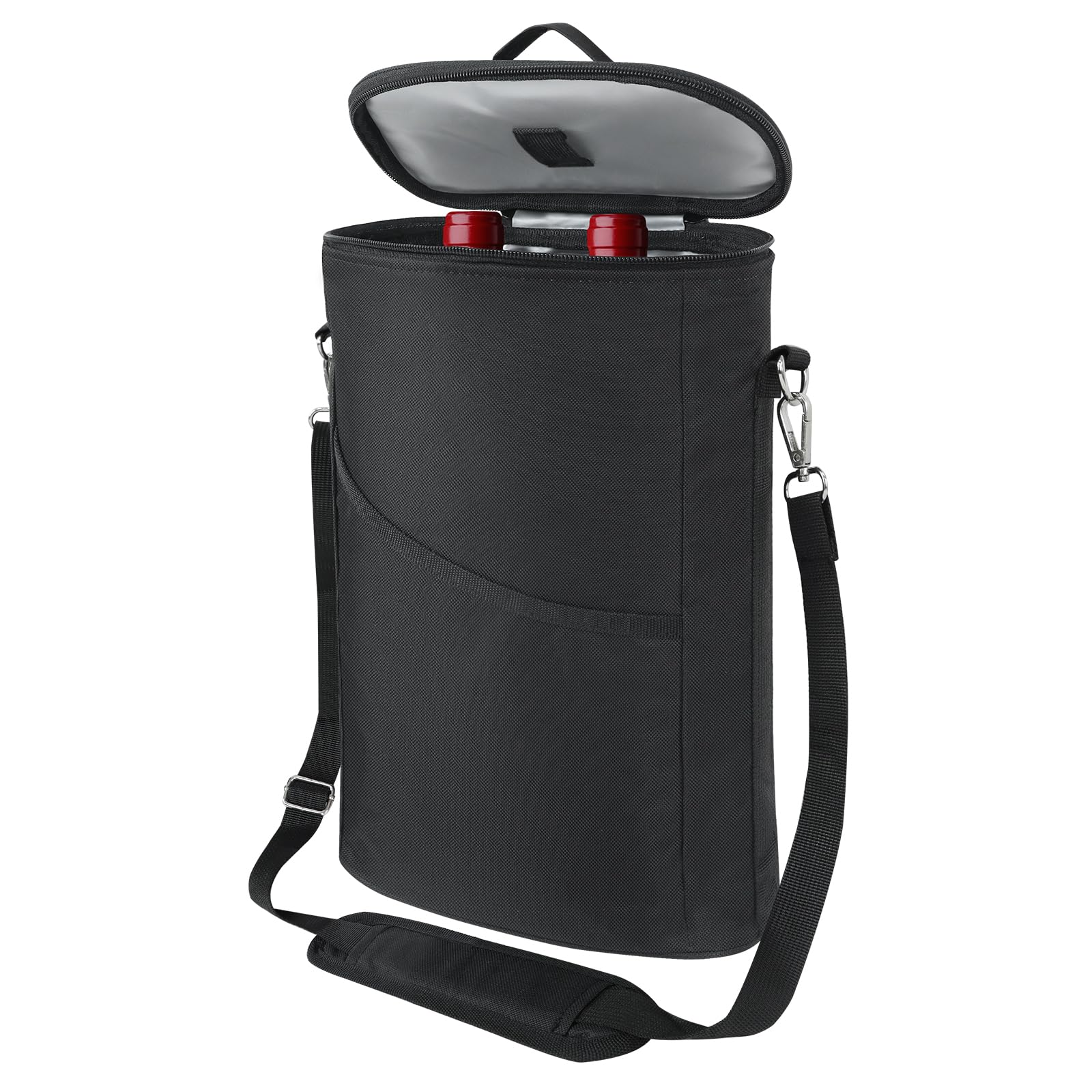 Bruwaa two-bottle wine cooler bag keeps bottles chilled during travel.