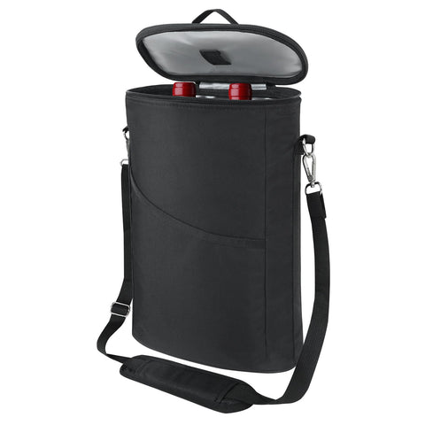 Bruwaa two-bottle wine cooler bag keeps bottles chilled during travel.
