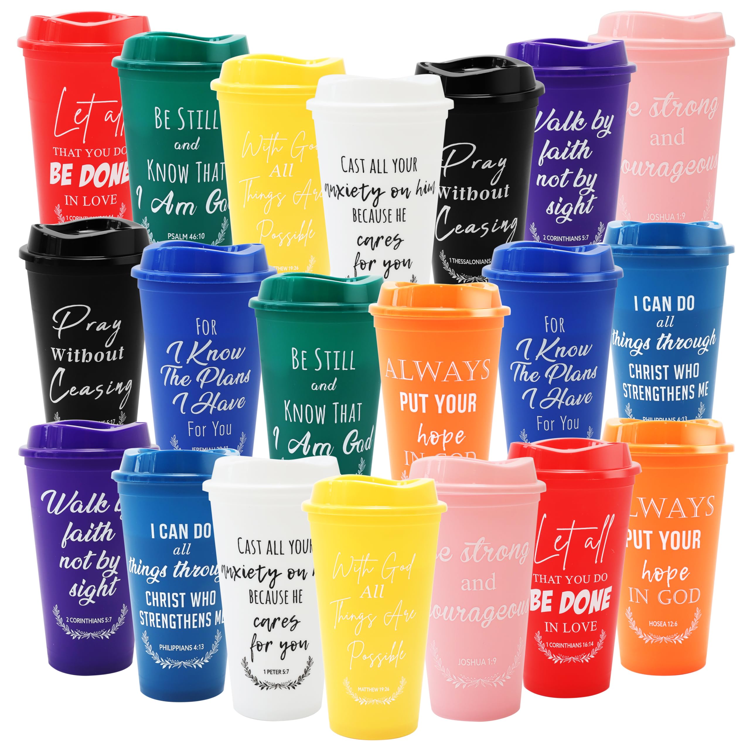Brvcdh colorful Bible verse tumbler with lid for 16oz drinks