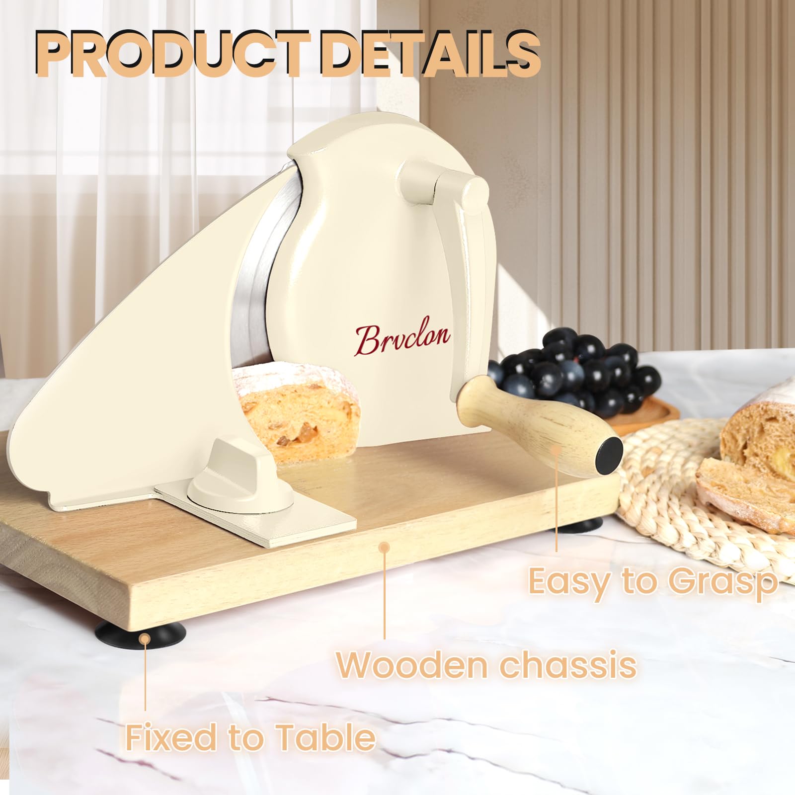 Brvclon slicer bottom with strong suction cups for stable countertop operation.