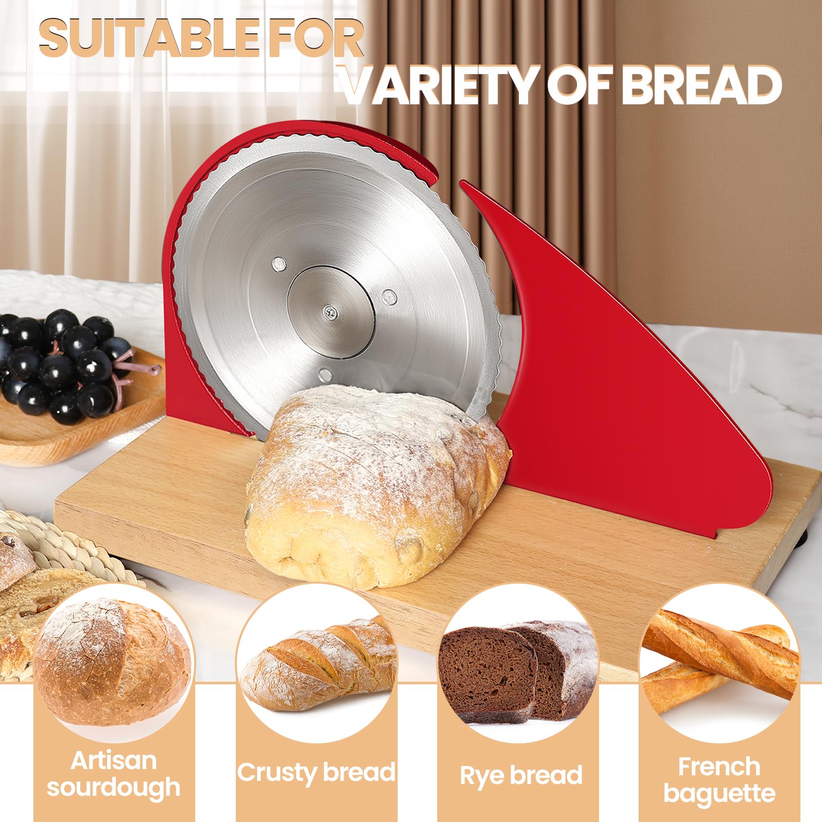 Brvclon compact bread slicer fits neatly in any kitchen