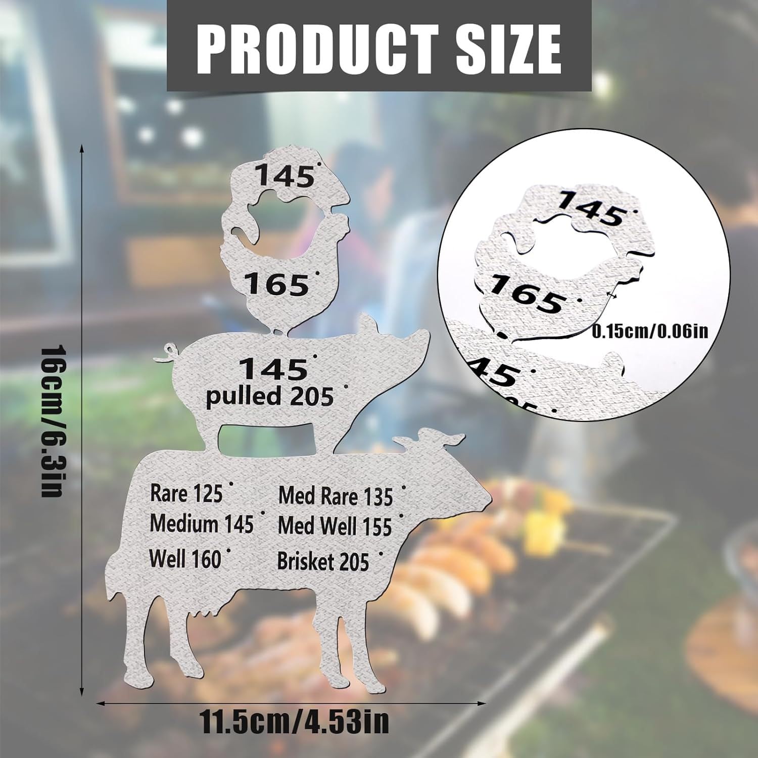 BSBMIEQM meat smoking temperature magnet for grilling sessions