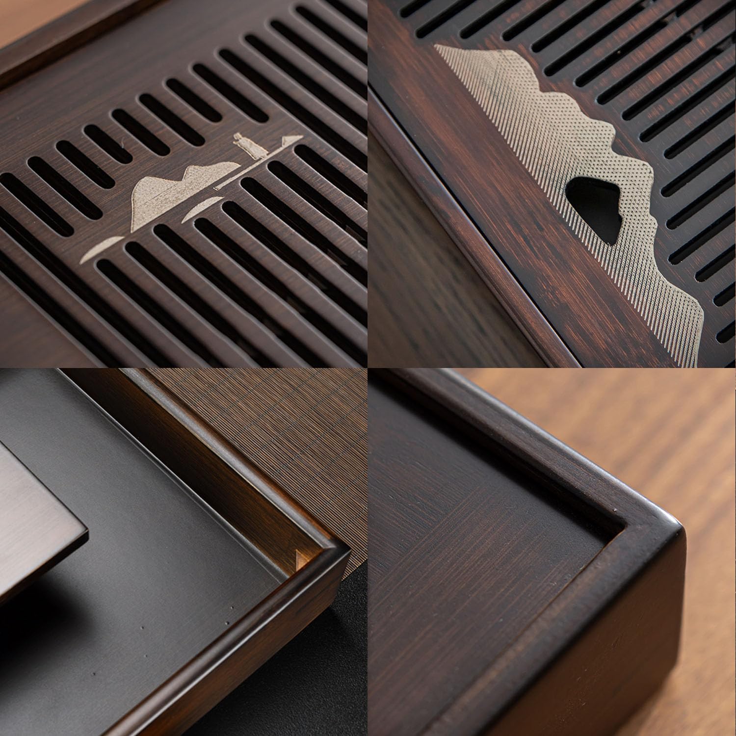 Bsigo Bamboo Tea Tray tailored for Kungfu tea service with compatible teaware.
