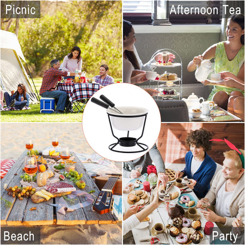 BSTKEY afternoon tea setup featuring the fondue warmer on a table