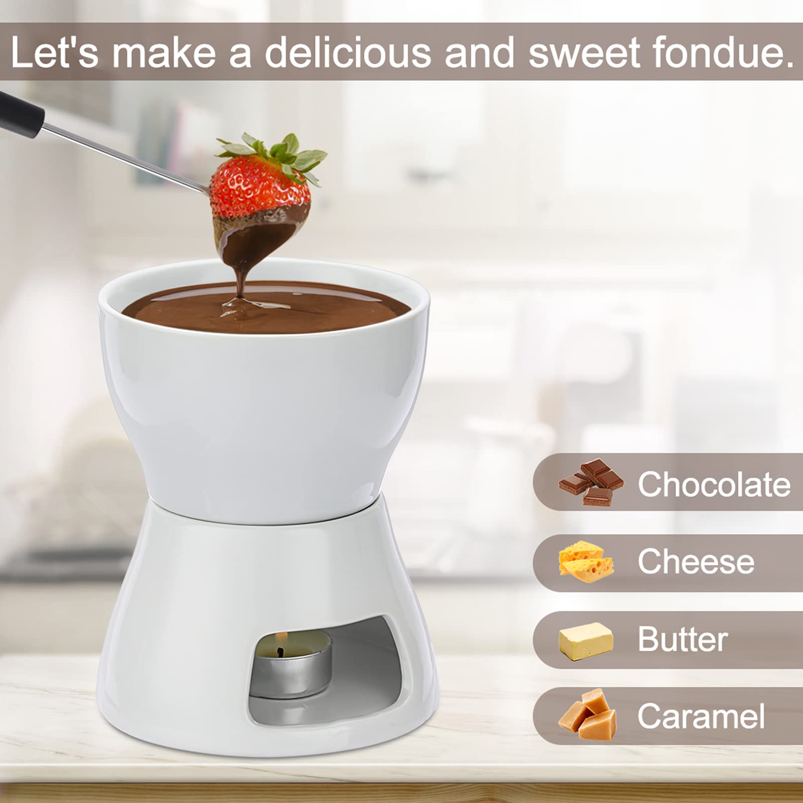 BSTKEY fondue base with four forks for shared dipping moments