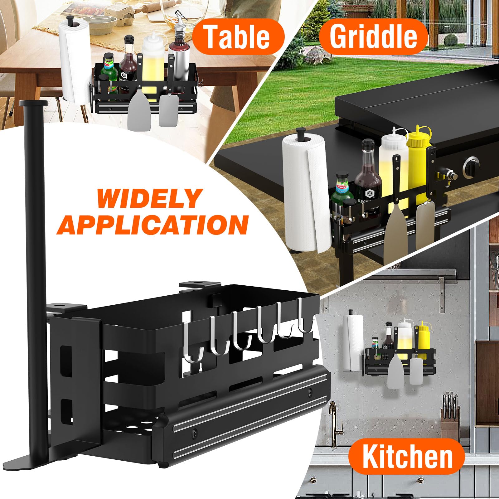 BSTTEK griddle caddy carbon steel construction delivers durability and rust resistance.