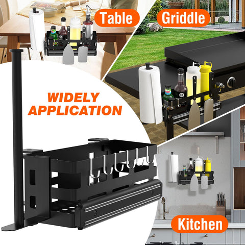 BSTTEK griddle caddy carbon steel construction delivers durability and rust resistance.