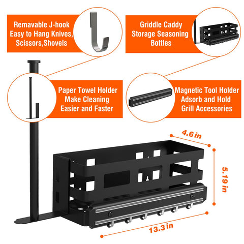 BSTTEK griddle caddy paper towel holder keeps towels within reach.