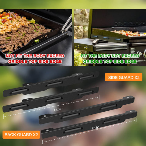 BSTTEK wind guards installed on Blackstone griddle maintain stable flame in windy conditions.