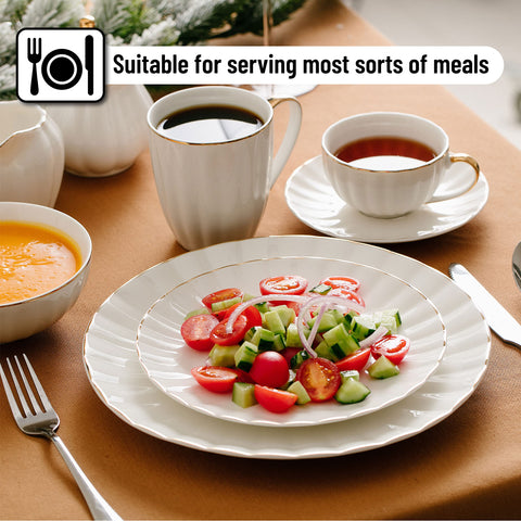 BTaT elegant white porcelain with gold trim complements any table setting