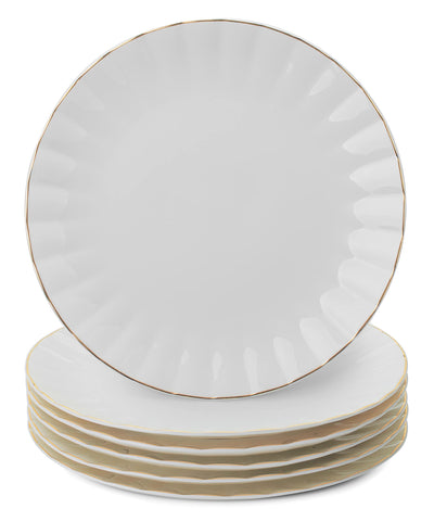 BTaT porcelain dinner plates with gold trim – six-piece set for elegant family meals