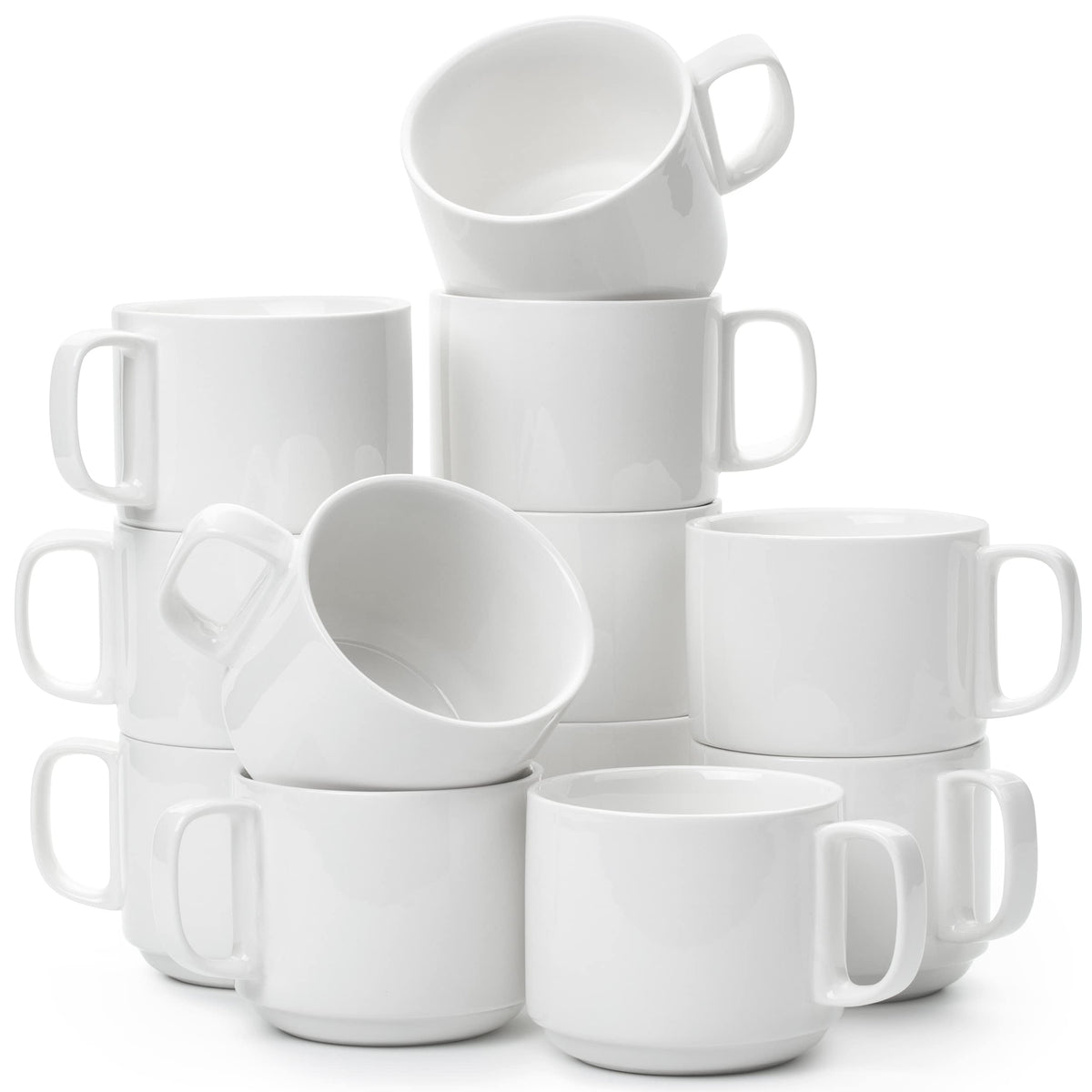 BTaT porcelain stackable mug front view with 12 oz capacity for daily coffee.