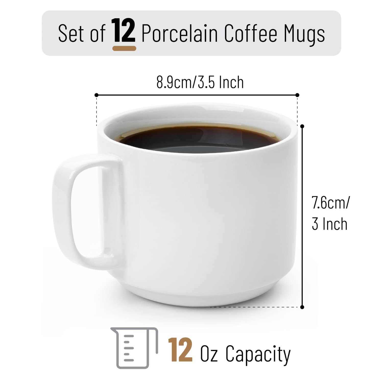 BTaT white porcelain mug close-up highlighting the large, comfortable handle.