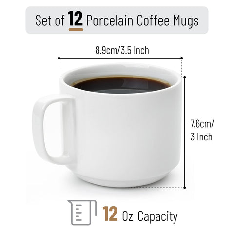 BTaT white porcelain mug close-up highlighting the large, comfortable handle.